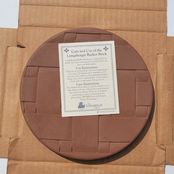 Retired Longaberger Pottery Button Basket Brick Warmer Stone #30198 - Like New - Picture 2 of 8